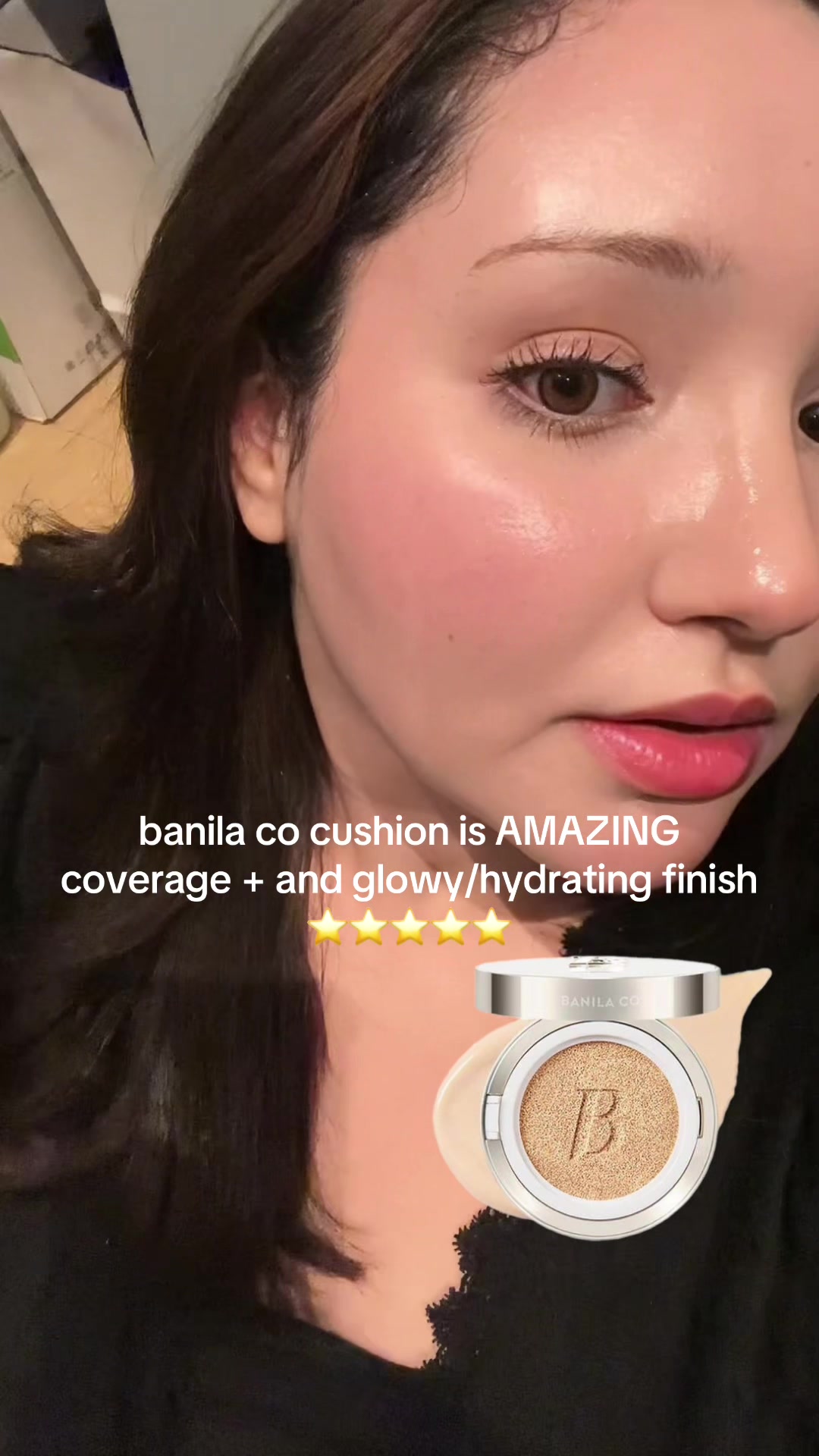 TikTok post by @frenchsaram for Picky. Caption reads: @Banila Co USA 🩷 @Picky KBeauty #kbeauty #cushion....