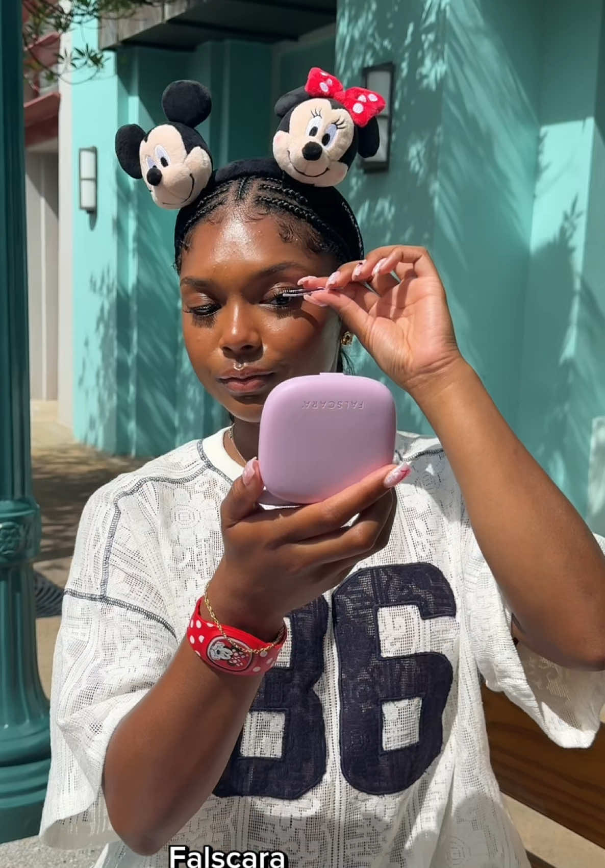 TikTok post by @thtblasiangirl for Falscara. Caption reads: Disney ready✨ the @Falscara studio mini has me....