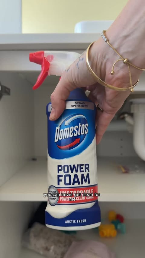 Instagram post by @daniellejmitchell_ for Domestos. Caption reads: [...] tackle the bathrooms and honestly this....