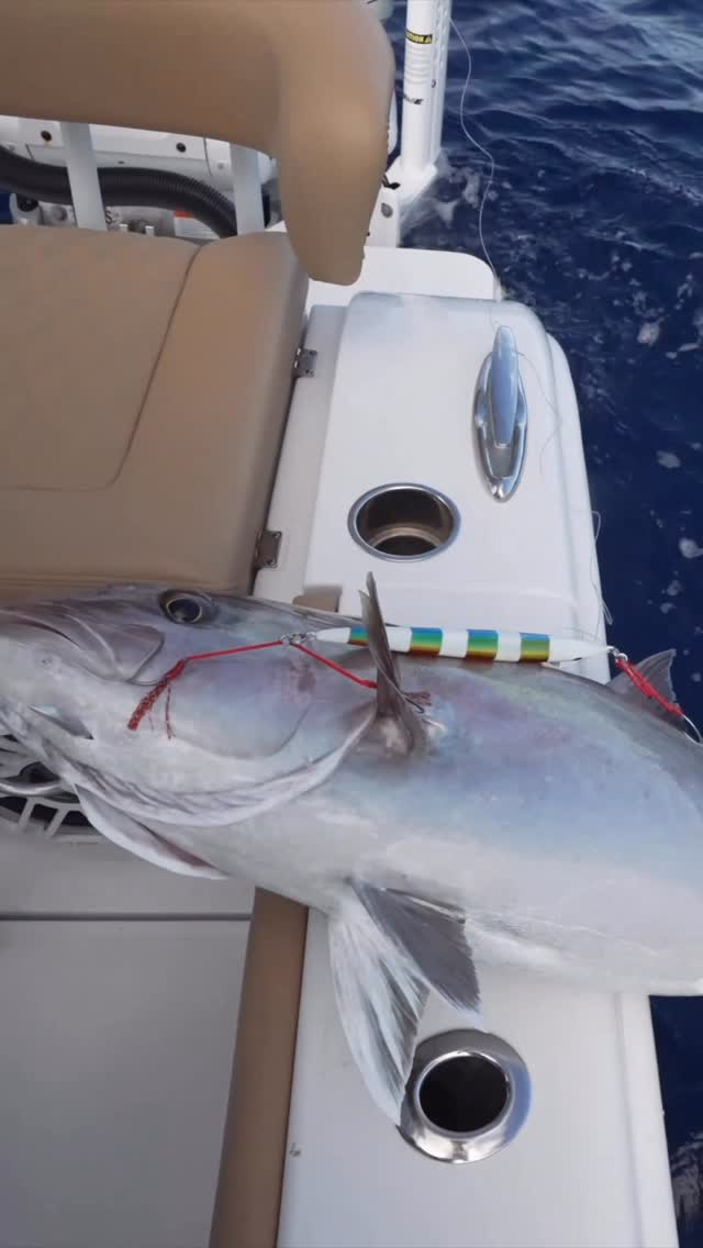 Instagram post by @captnickstanczyk for Mustad Fishing. Caption reads: Dropped a 500 gram Mustad jig on the Penn Slow....