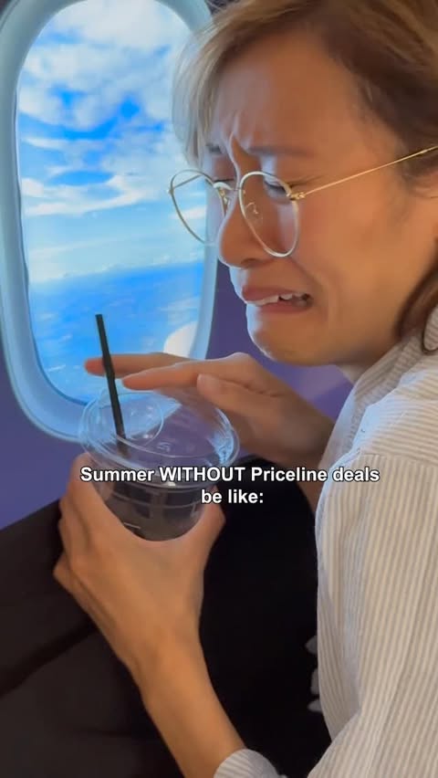 Instagram post by @yoleendadong for Priceline. Caption reads: me with Priceline travel deals vs me without [...].