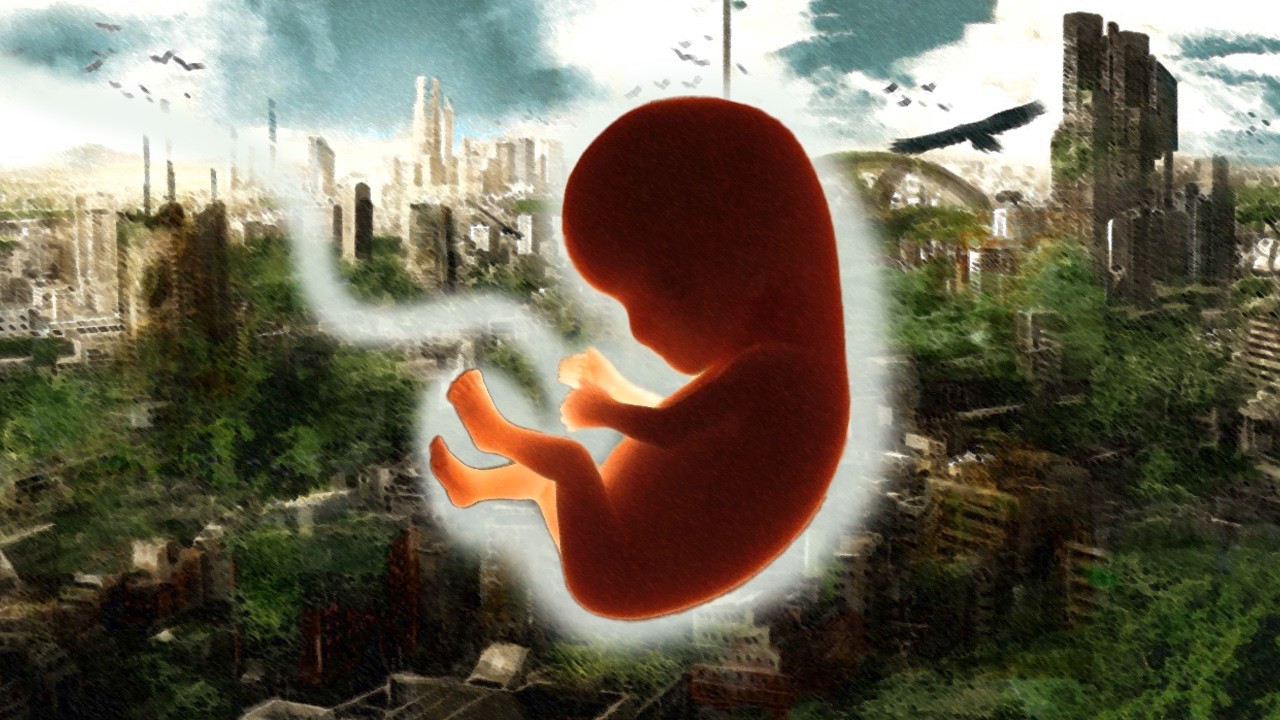 YouTube post by @AlterHis for Babbel. Caption reads: What if humanity stopped having children?.