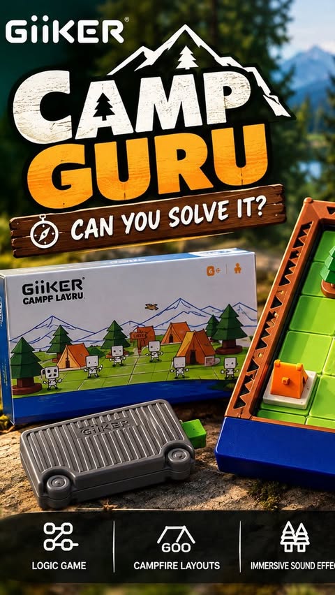 Instagram post by @vinin_pinho for GiiKER. Caption reads: Unboxing the new GiiKER Camp Guru! 🏕️ Just....