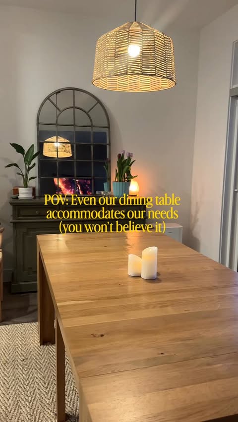 Instagram post by @theneurodiversitymom for Transformer Table. Caption reads: [...] and now here’s our dining table -....