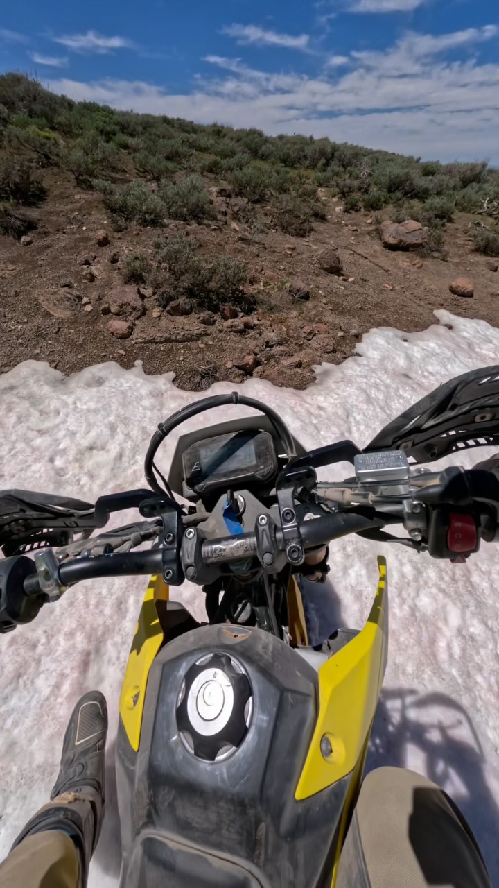 Instagram post by @onelostmoto for Suzuki. Caption reads: DR-Z4S at home on these faster tracks..