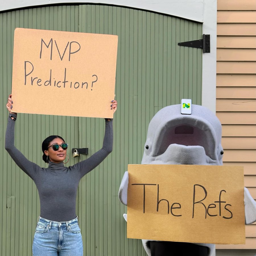 Instagram post by @dudettewithsign for NerdWallet. Caption reads: [...] before the game with my genius BFF....