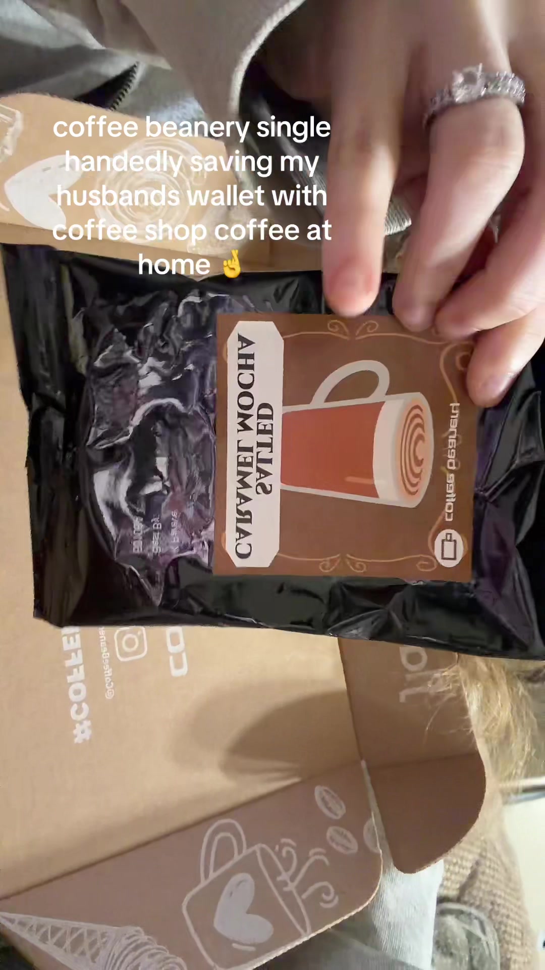 TikTok post by @trentlover for Coffee Beanery. Caption reads: [...] starbucks at home 😔 #trentlover @Coffee....