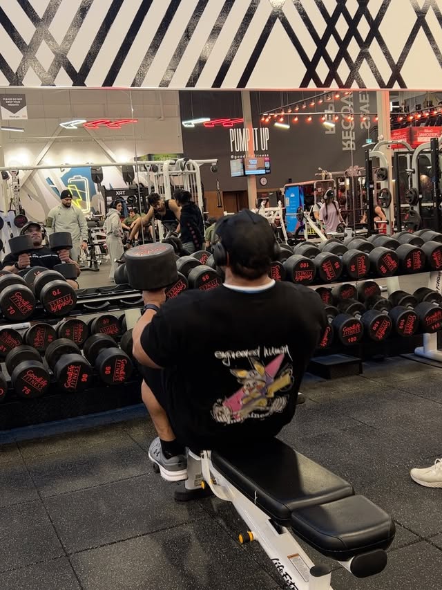 Instagram post by @hassan_mostafa92 for Jed North. Caption reads: Just focus and grit that’s all 💪💯 9 weeks to....