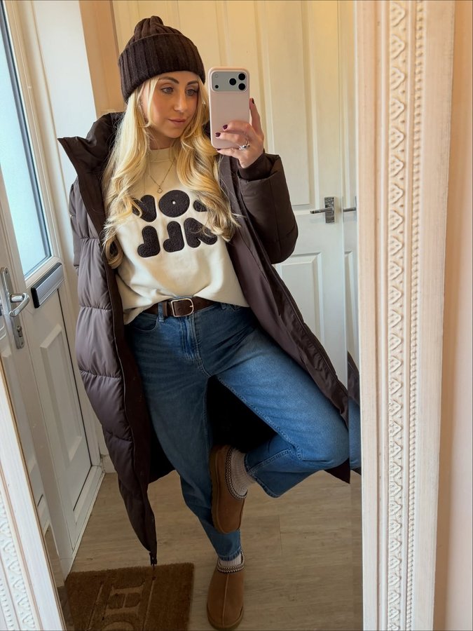 Instagram post by an influencer for LOVALL. Caption reads: All layered up with @lovallofficial ❄️ SWIPE ➡️ to....