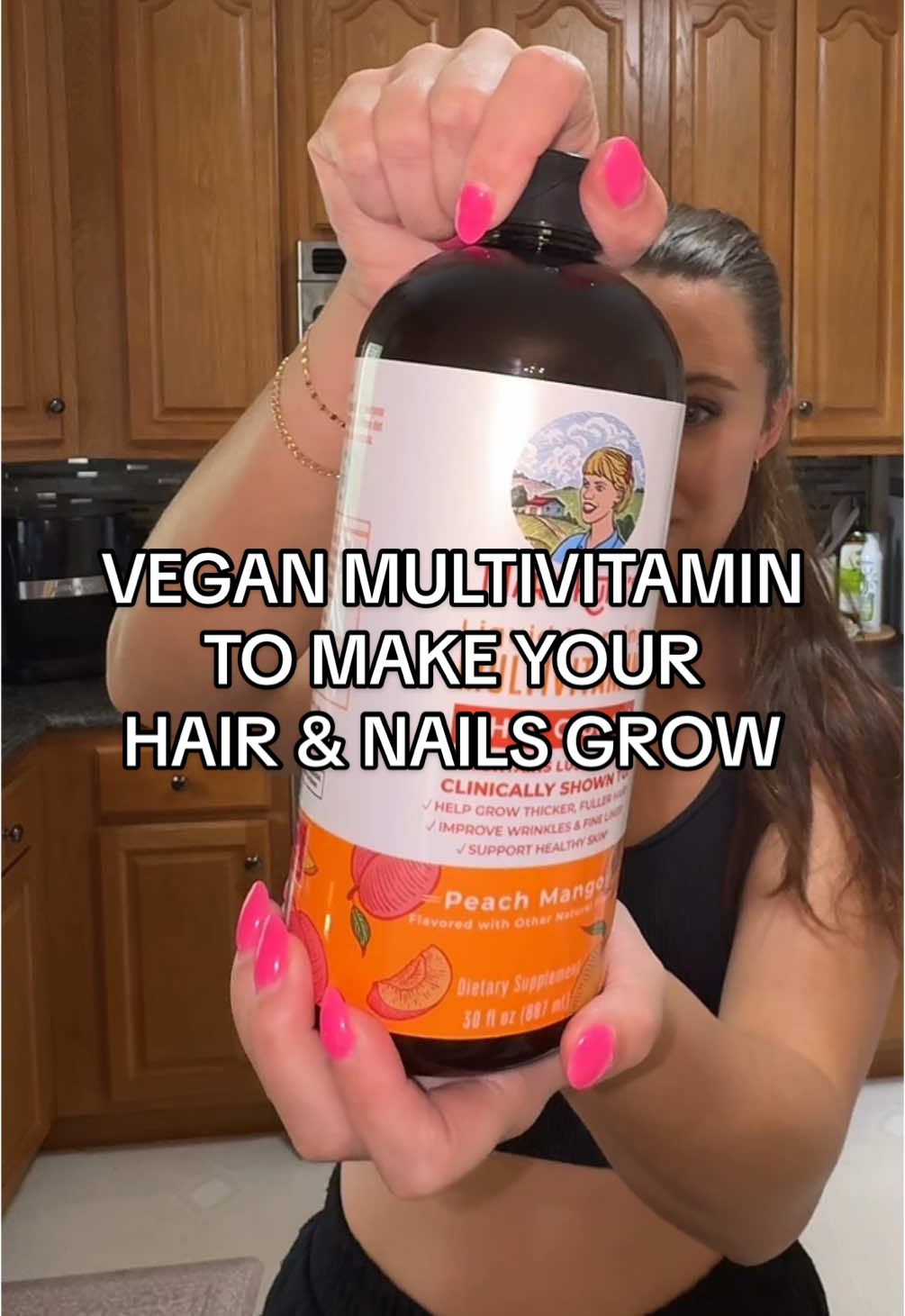 TikTok post by @theycallmelyndsey for MaryRuth Organics. Caption reads: 🧡✨🥭💅🍑 #creatorsearchinsights  #fyp  #relatable....