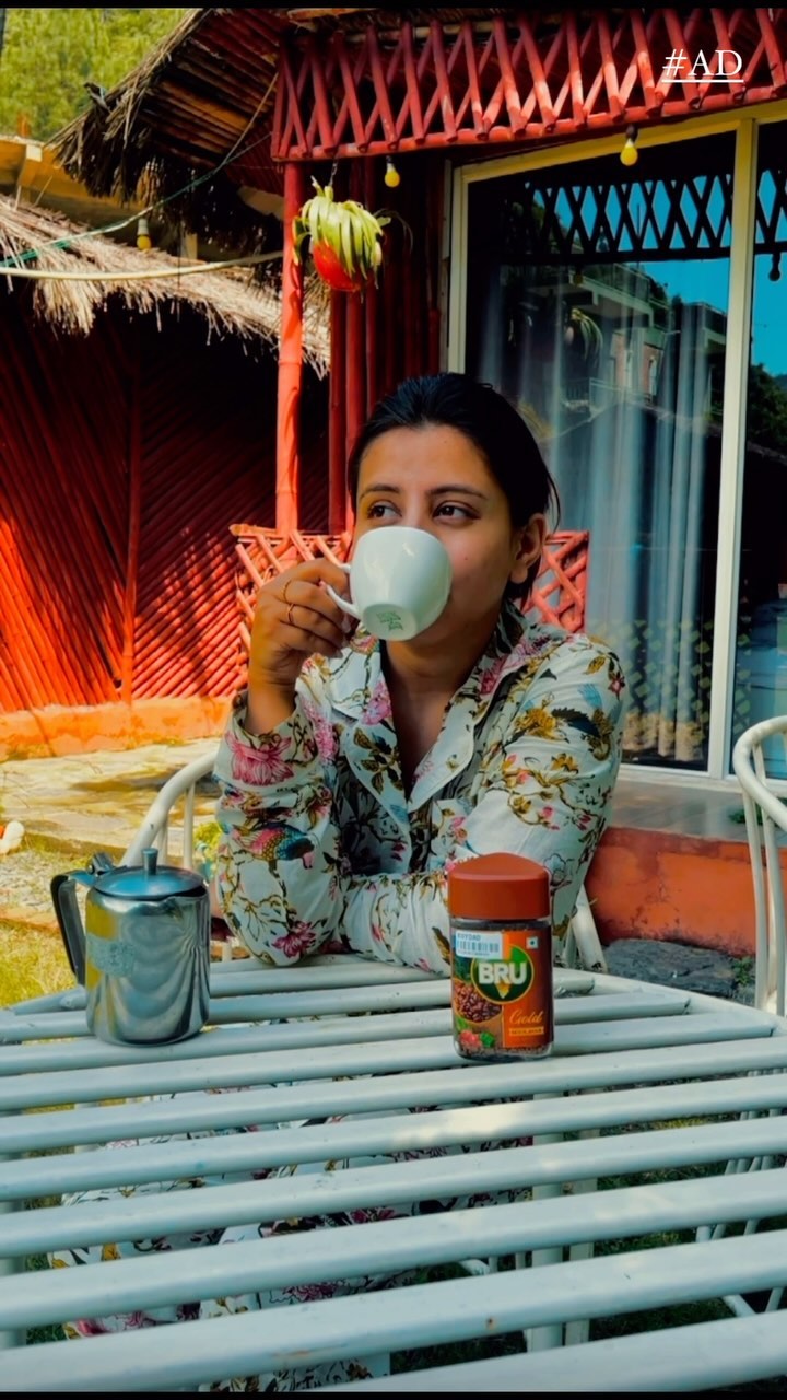 Instagram post by @isha_karnwal for Bru Coffee India. Caption reads: You deserve to feel special everyday and what....