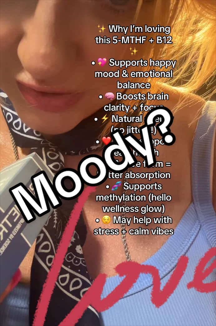 TikTok post by @lovemesweetie5 for Triquetra Health. Caption reads: ✨ Why I’m loving this 5-MTHF + B12 ✨ • 💖 Supports....
