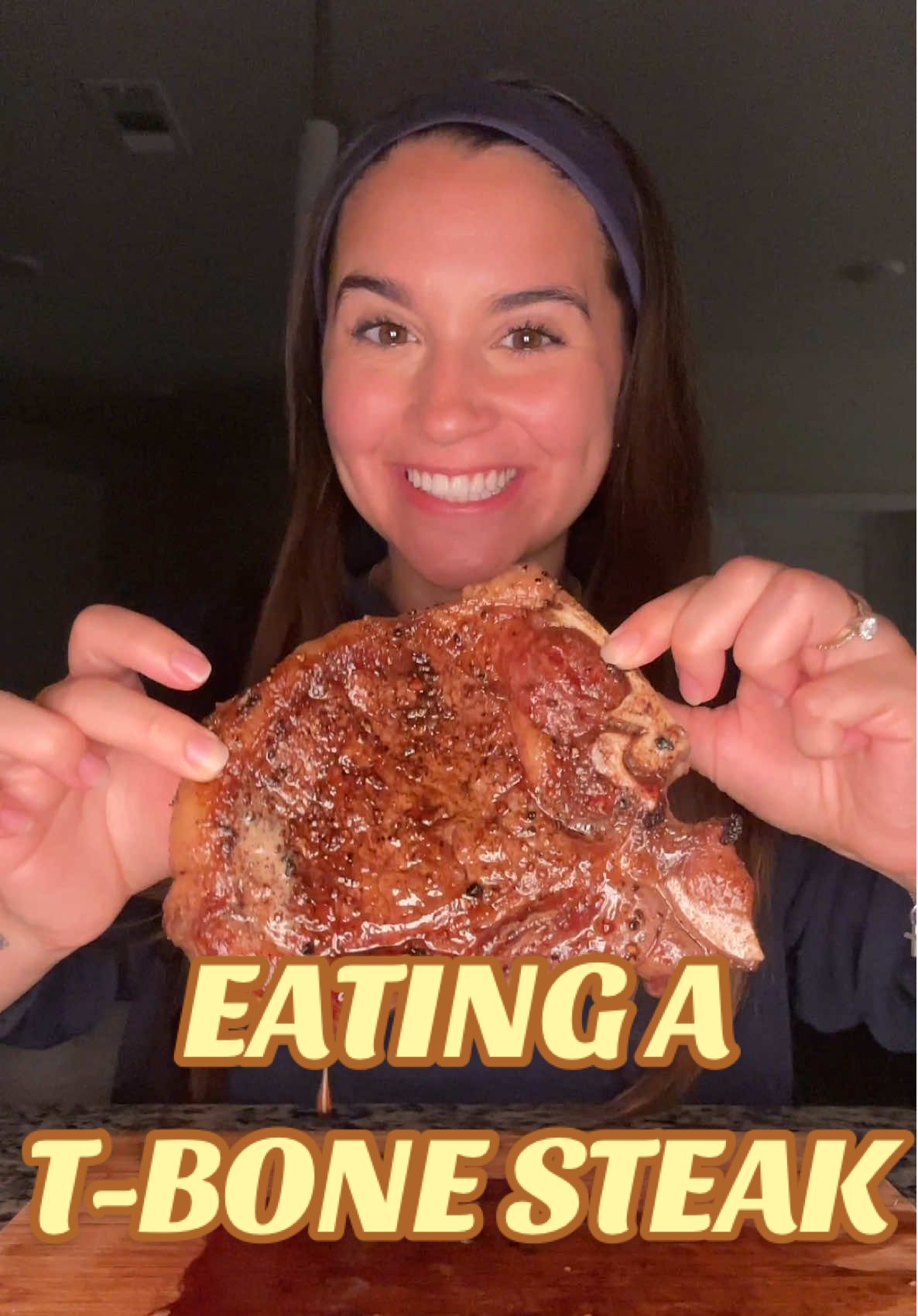 TikTok post by @gracekellyanneats for ButcherBox. Caption reads: Eat a T-BONE steak with me 😋🥩 @ButcherBox deal....