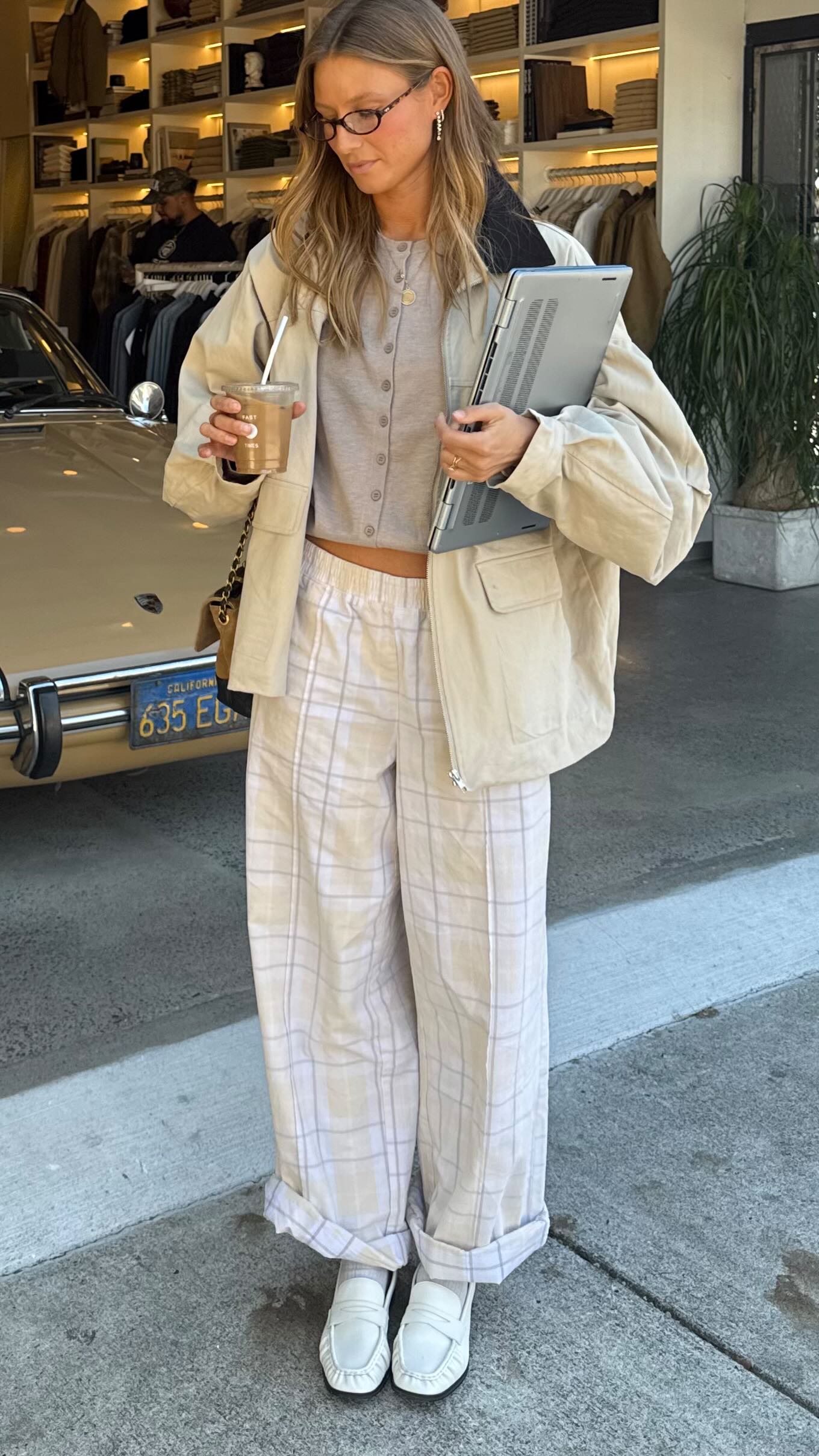 Instagram post by @rachautenrieth for Aerie. Caption reads: Spend the day with me ☕️🍂 wearing all @aerie....