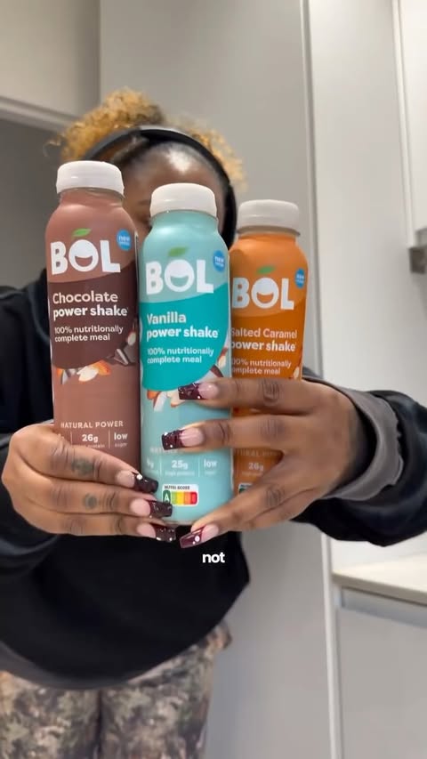 Instagram post by @eatwithebs for BOL Foods. Caption reads: [...] easier with my BOL power shake 💅🏾....