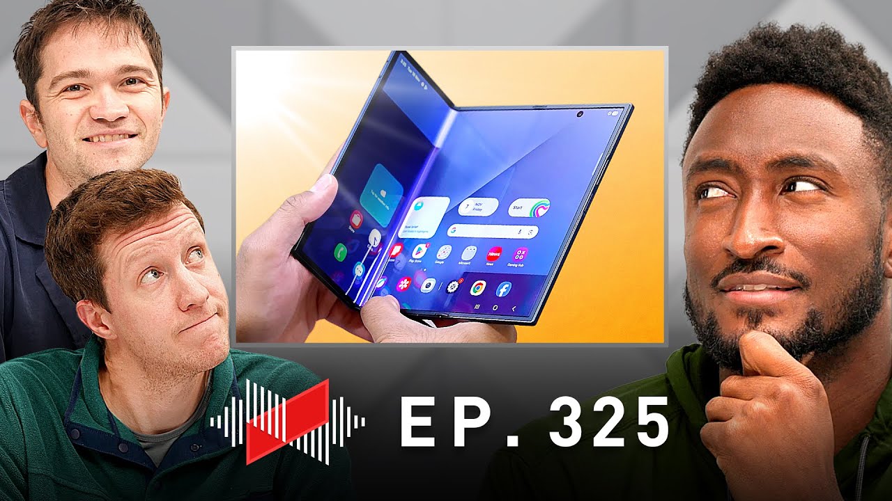 YouTube post by @Waveform for The Verge. Caption reads: Samsung Galaxy Z TriFold is here fr fr on God.