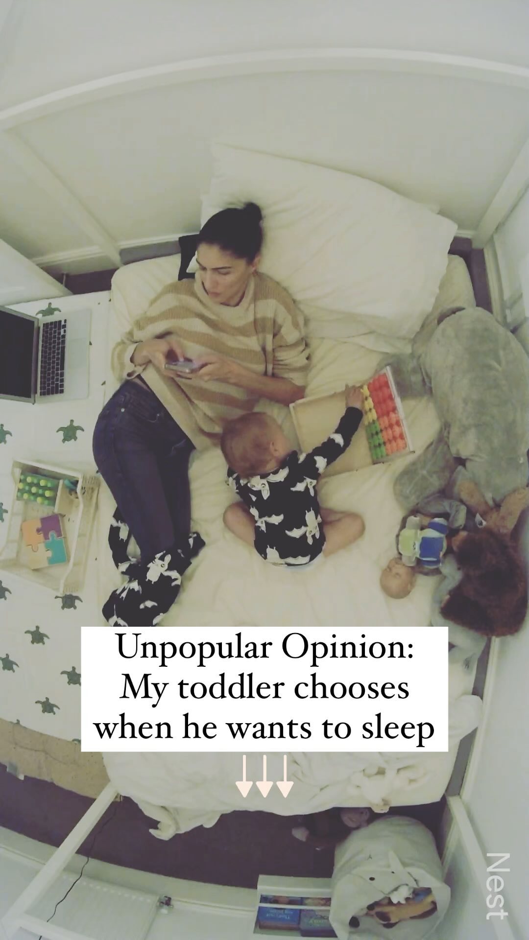 Instagram post by @happycosleeper for Lovevery Europe. Caption reads: #ad A floor bed is more than just a sleeping....