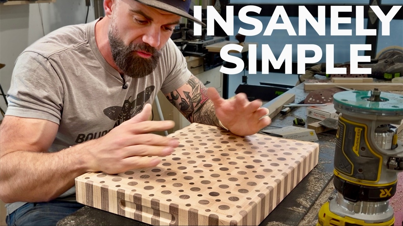 YouTube post by @Bourbonmoth for TotalBoat. Caption reads: Ultimate Cutting Board Tutorial || End Grain....
