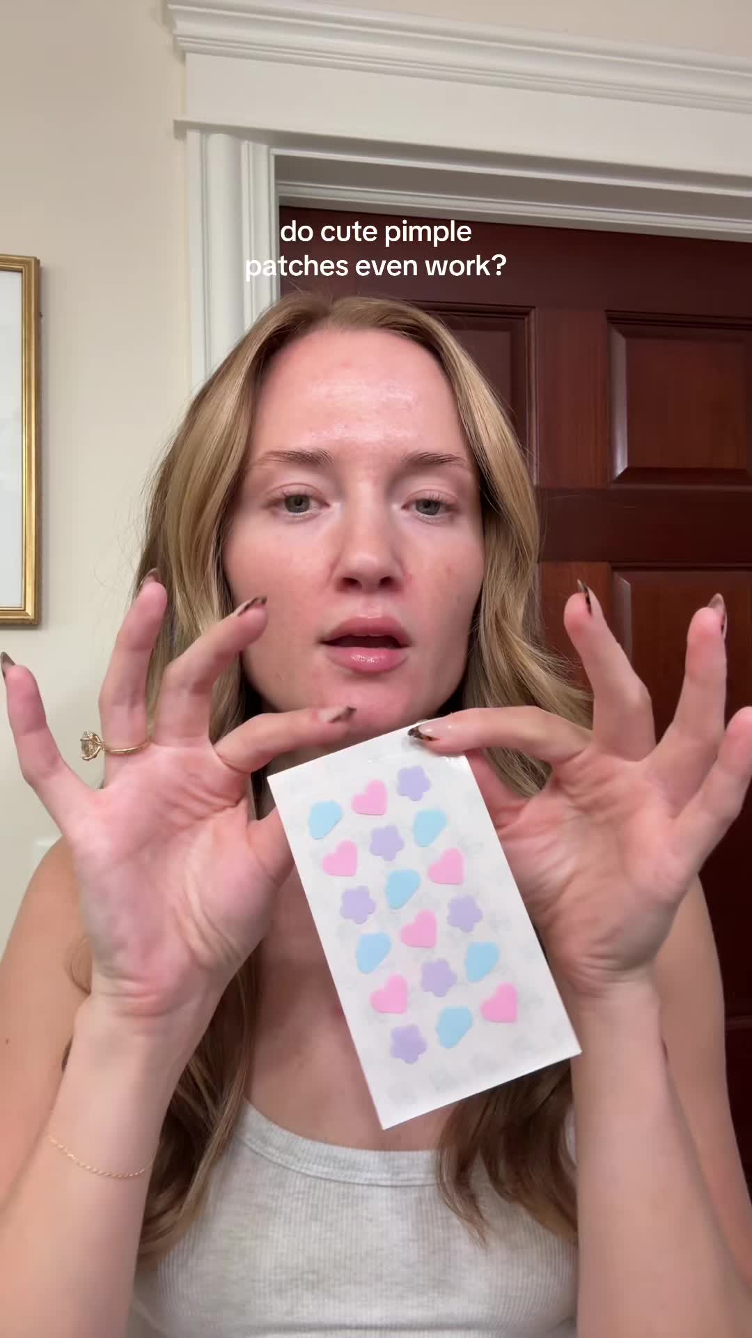 TikTok post by @noracummins_ for Grace and Stella Russia. Caption reads: Are you team cute pimple patches or invisible? #ad....