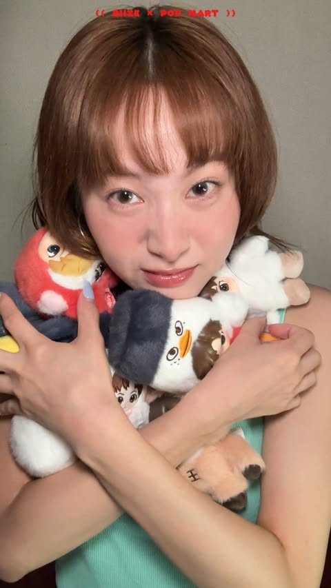 Instagram post by @merumichandayo for POP MART. Caption reads: ((( FLUFFY CLUB RIIZE🧡 ))) . 【POP MART × RIIZE】....
