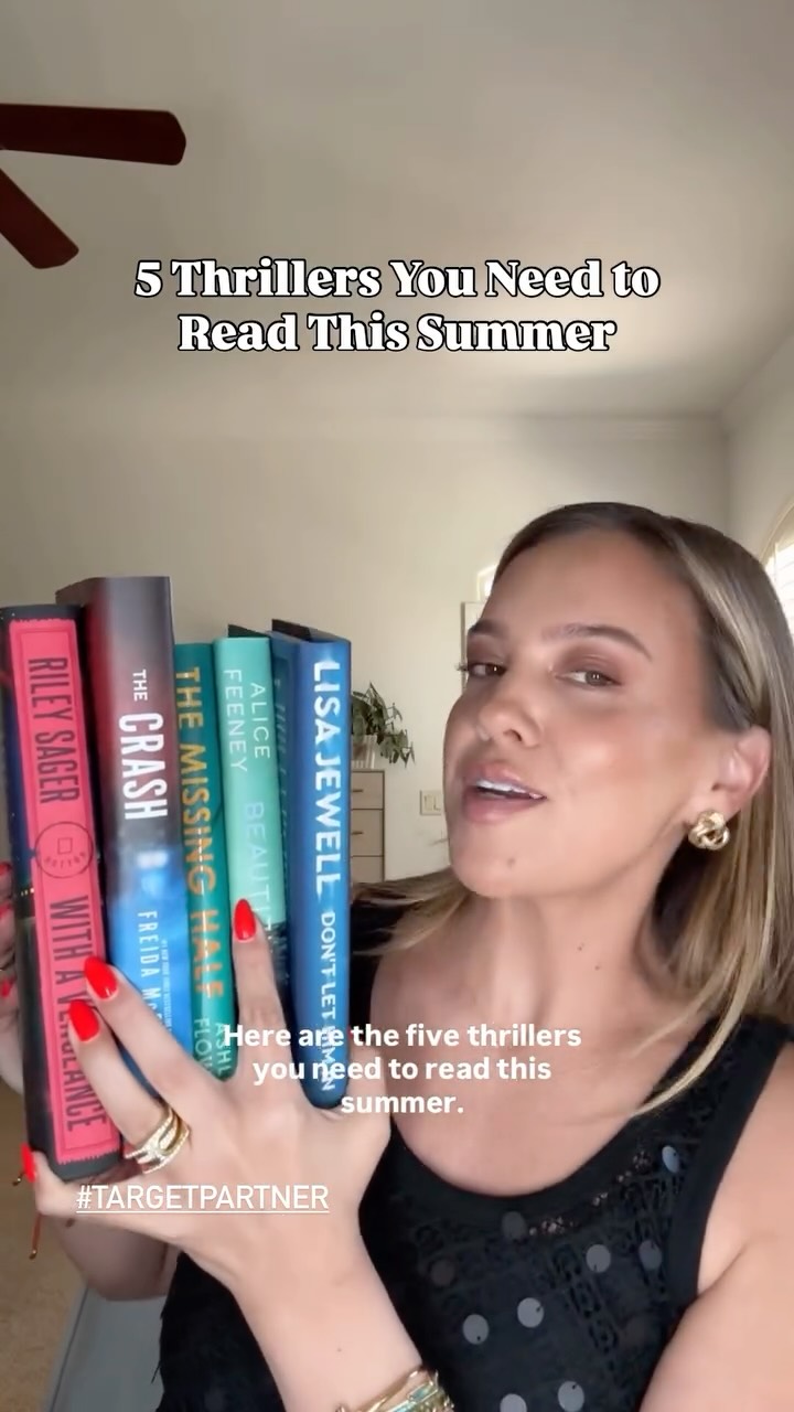 Instagram post by @ashleyandemilyblog for Target. Caption reads: #ad 5 Thrillers You Need to Read This Summer....