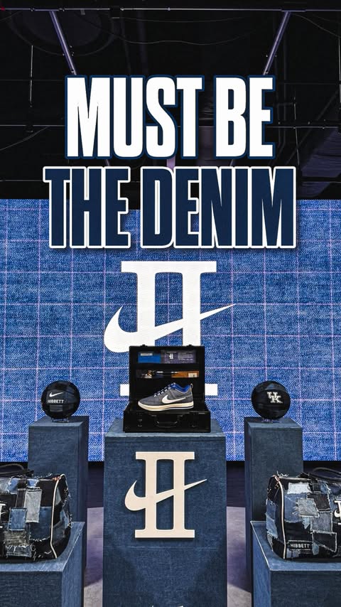 Instagram post by @dbookone for Hibbett. Caption reads: [...] “Must Be The Denim” Book 2’s 💙 @nike x....