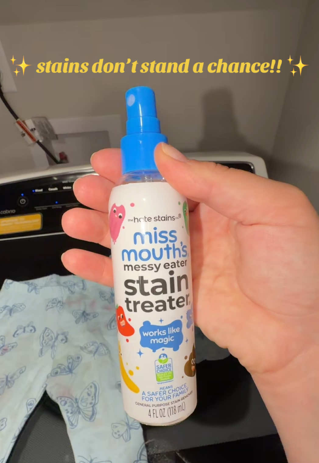 TikTok post by @passionforlife365 for Miss Mouths. Caption reads: @missmouthstaintreater stains don’t exist in my....
