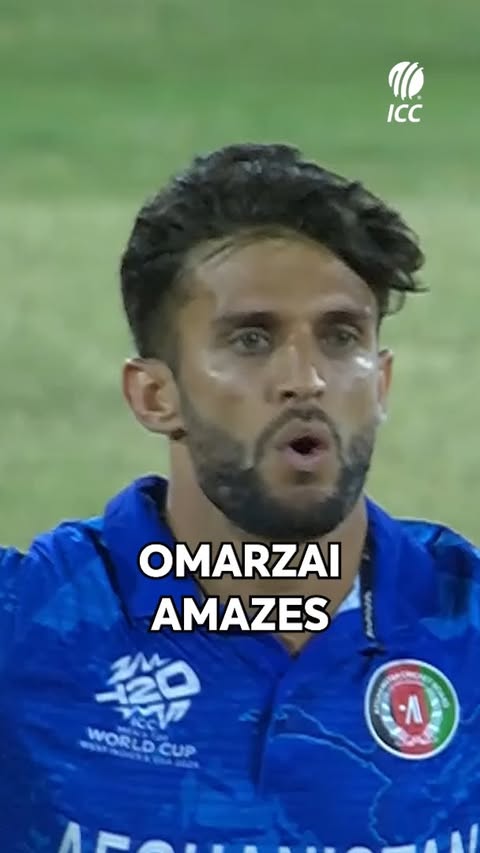 Instagram post by @azmatullahomarzai9 for ICC T20 World Cup. Caption reads: In awe of the work of Azmatullah Omarzai....