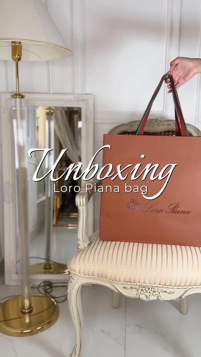 Instagram post by @foreverinholiday for Loro Piana. Caption reads: Unboxing the @loropiana L27 Bag 👜✨
stole my heart....