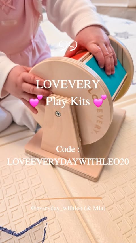 Instagram post by @everyday_withleo for Lovevery. Caption reads: Mia absolutely loves the toys from her Lovevery....