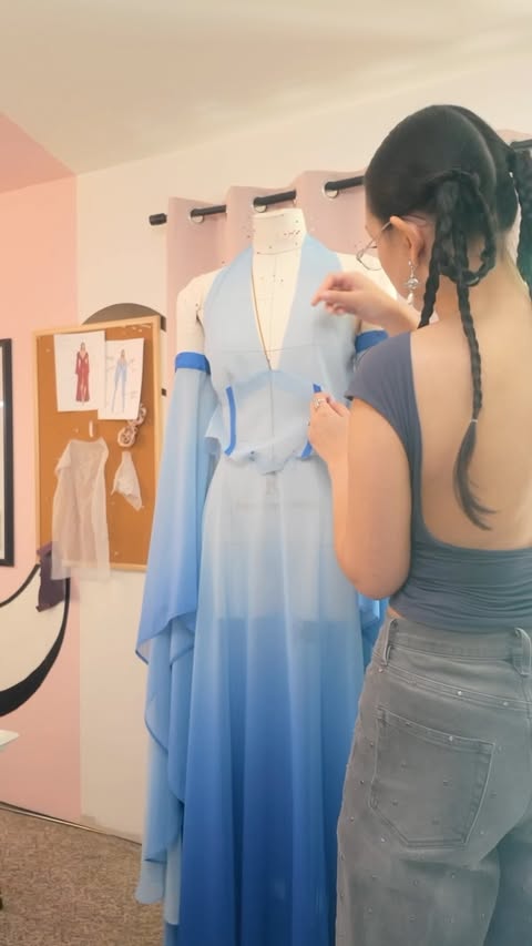 Instagram post by @kianabonollo for Virgin Voyages. Caption reads: [...] dress turned out!!!✨❄️ Thank you....