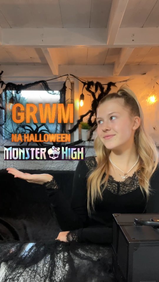 Instagram post by @hejkatulenkaigofficial for Monster High. Caption reads: [ reklama ] GRWM na Halloween z @monsterhigh....