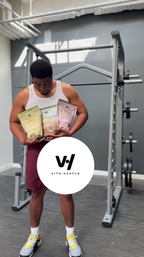 Instagram post by @kingbranton for VitaHustle. Caption reads: [...] for me. 💚
Fuel first, then hustle.....