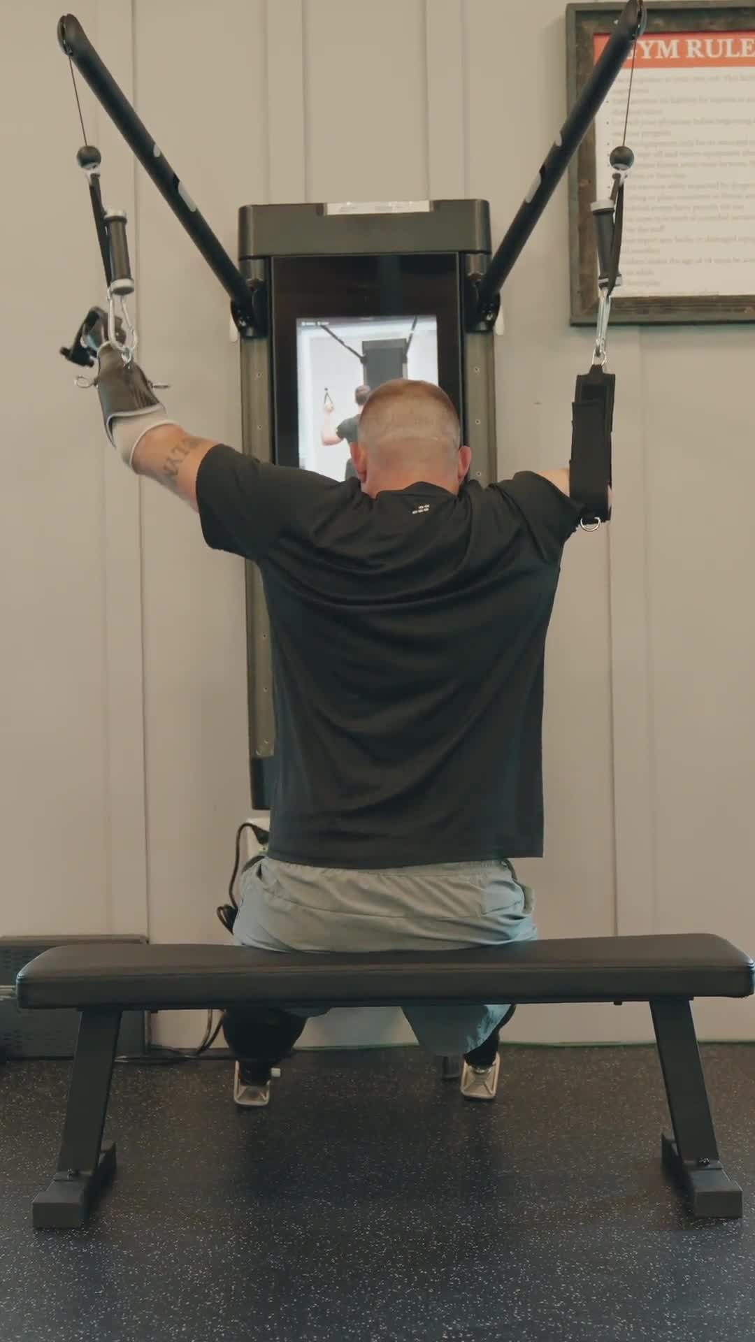 Instagram post by @ssgtravismills for Tonal. Caption reads: [...] in the gym has become unattainable. @tonal....