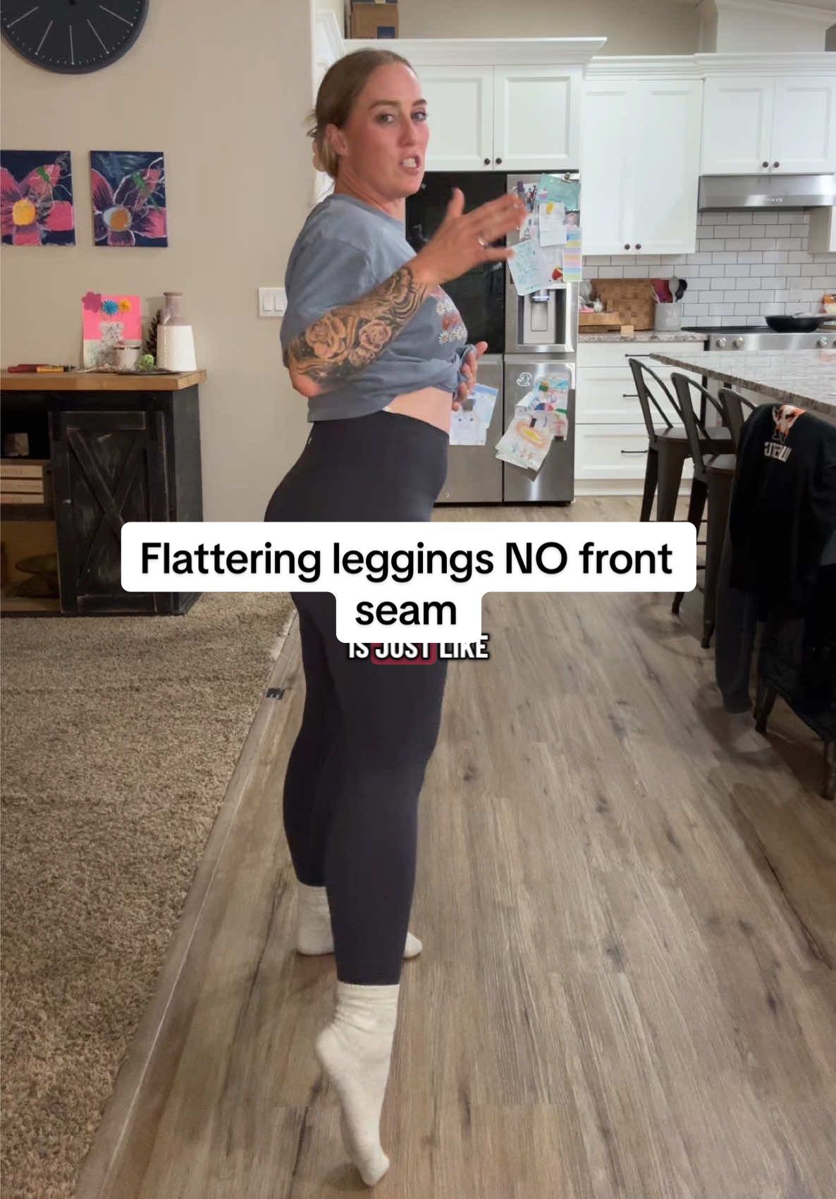 TikTok post by @ashleyrrichards06 for Colorfulkoala. Caption reads: [...] front seam leggings 🙌🏼 @Colorfulkoala Shop....