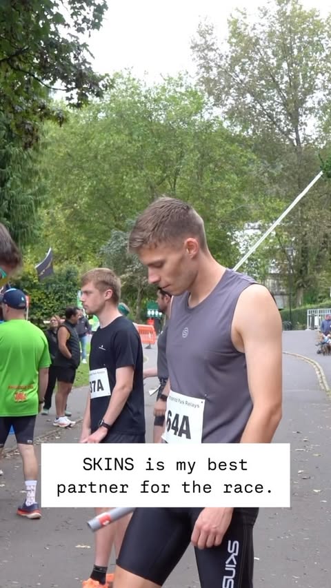 Instagram post by @claridgeben for SKINS Compression. Caption reads: [...] on race day! That’s why I choose SKINS....