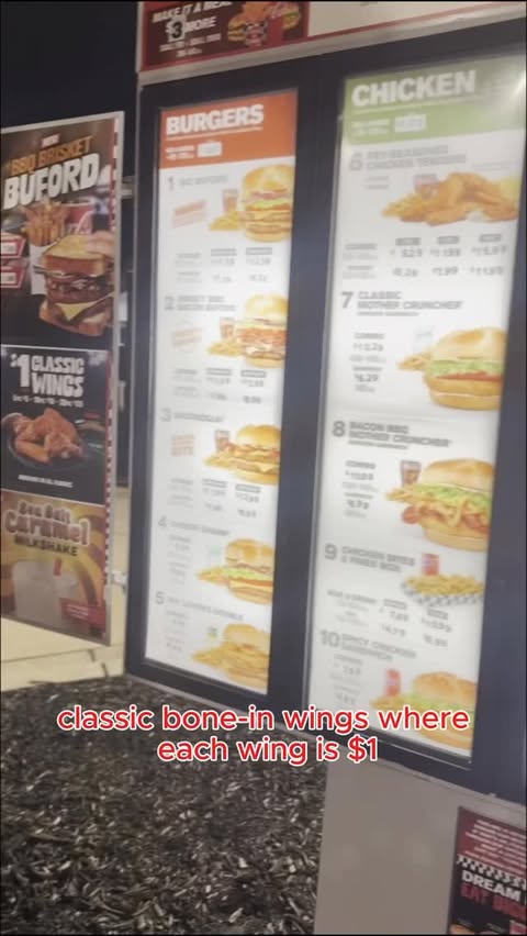 Instagram post by @routeclamper_ for Checkers & Rally’s. Caption reads: [...] $1 classic b o n e-in wings at....