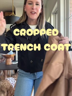 TikTok post by @thejessiesimpson for YeeZaa. Caption reads: Wearing a small 🫶 @YeeZaa #croppedtrenchcoat....