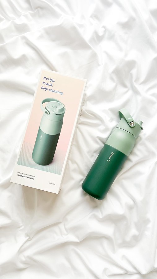 Instagram post by @fannyydeng for LARQ. Caption reads: the @livelarq purevis 2 is one of the best water....