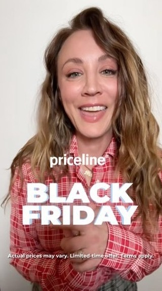 Instagram post by @kaleycuoco for Priceline. Caption reads: Deals hotter than a beach day in Miami! Visit....
