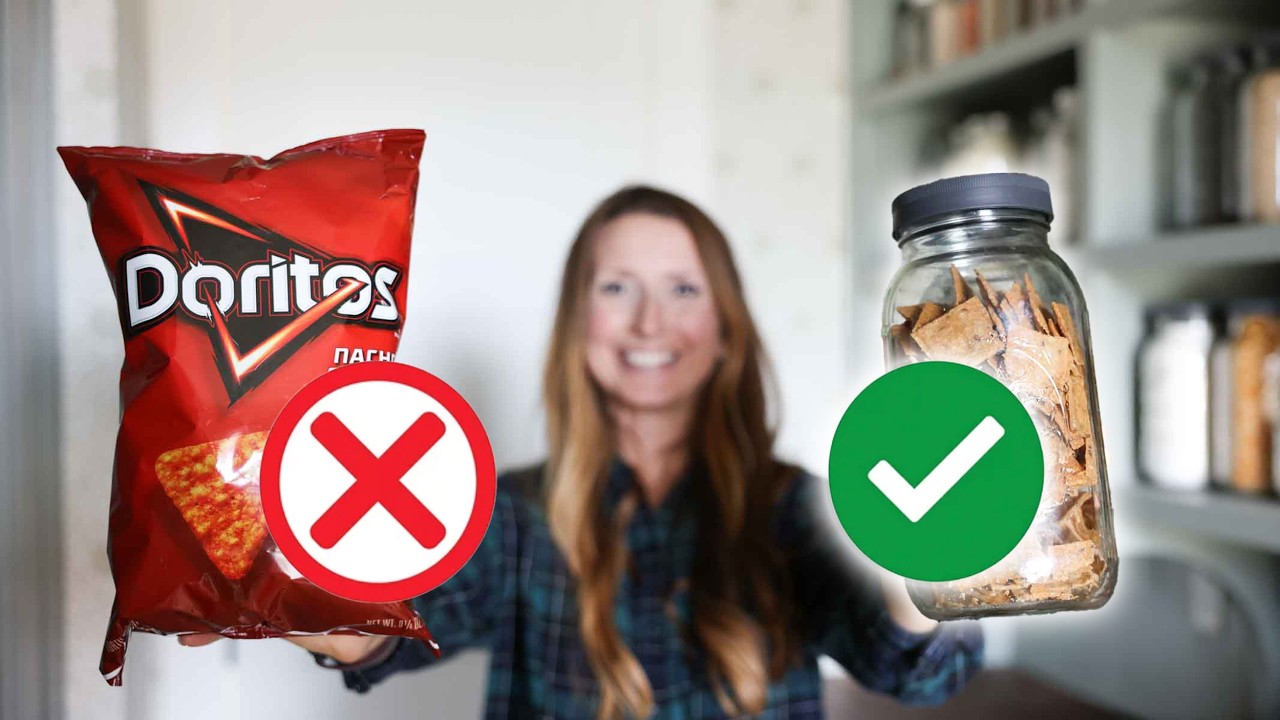 YouTube post by @TheSeasonalHomestead for Thrive Market. Caption reads: 6 EASY Homemade Snacks Made with REAL Ingredients.