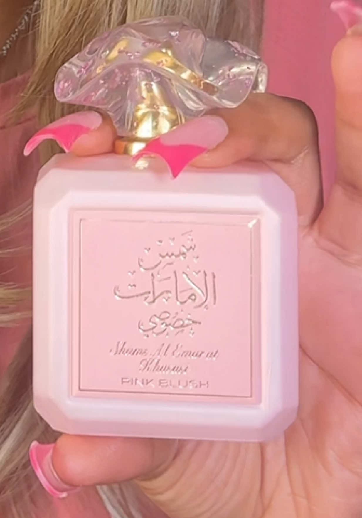 TikTok post by @avantiwingate for Intense Oud. Caption reads: [...] #pinkblush #perfumeaddict #foryou @Intense....