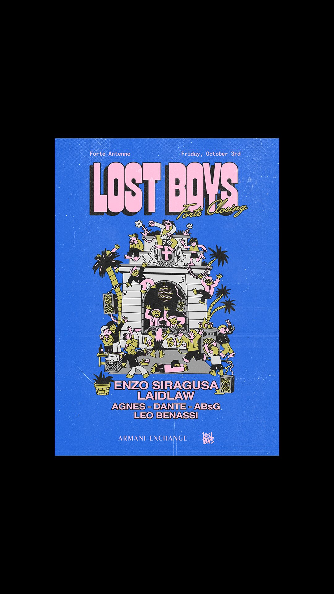 Instagram post by @2ostboys for Armani Exchange. Caption reads: It’s been a beautiful season. 

This place keeps....