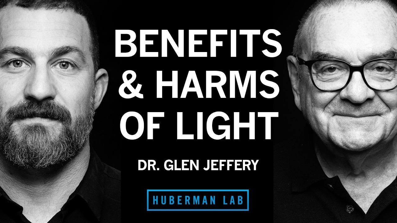 YouTube post by @hubermanlab for Joovv. Caption reads: Dr. Glen Jeffery: Using Red Light to Improve Your....