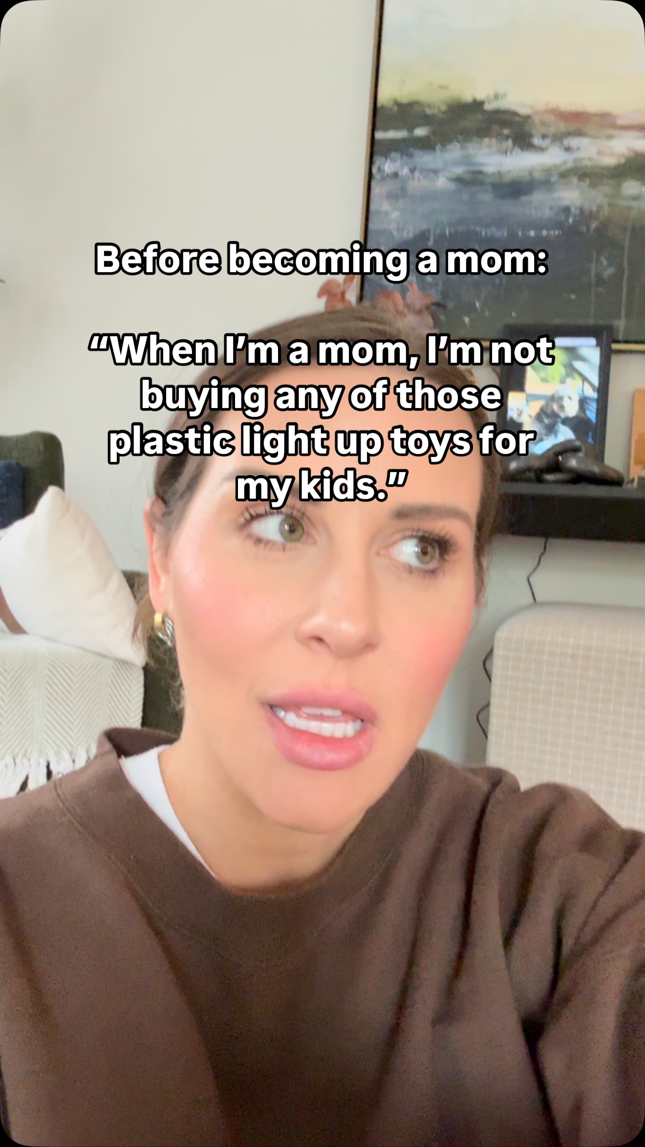 Instagram post by @jordanbrittlovato for VTech Toys USA. Caption reads: Sure… #motherhood #kidstoys #momthoughts #momlife....