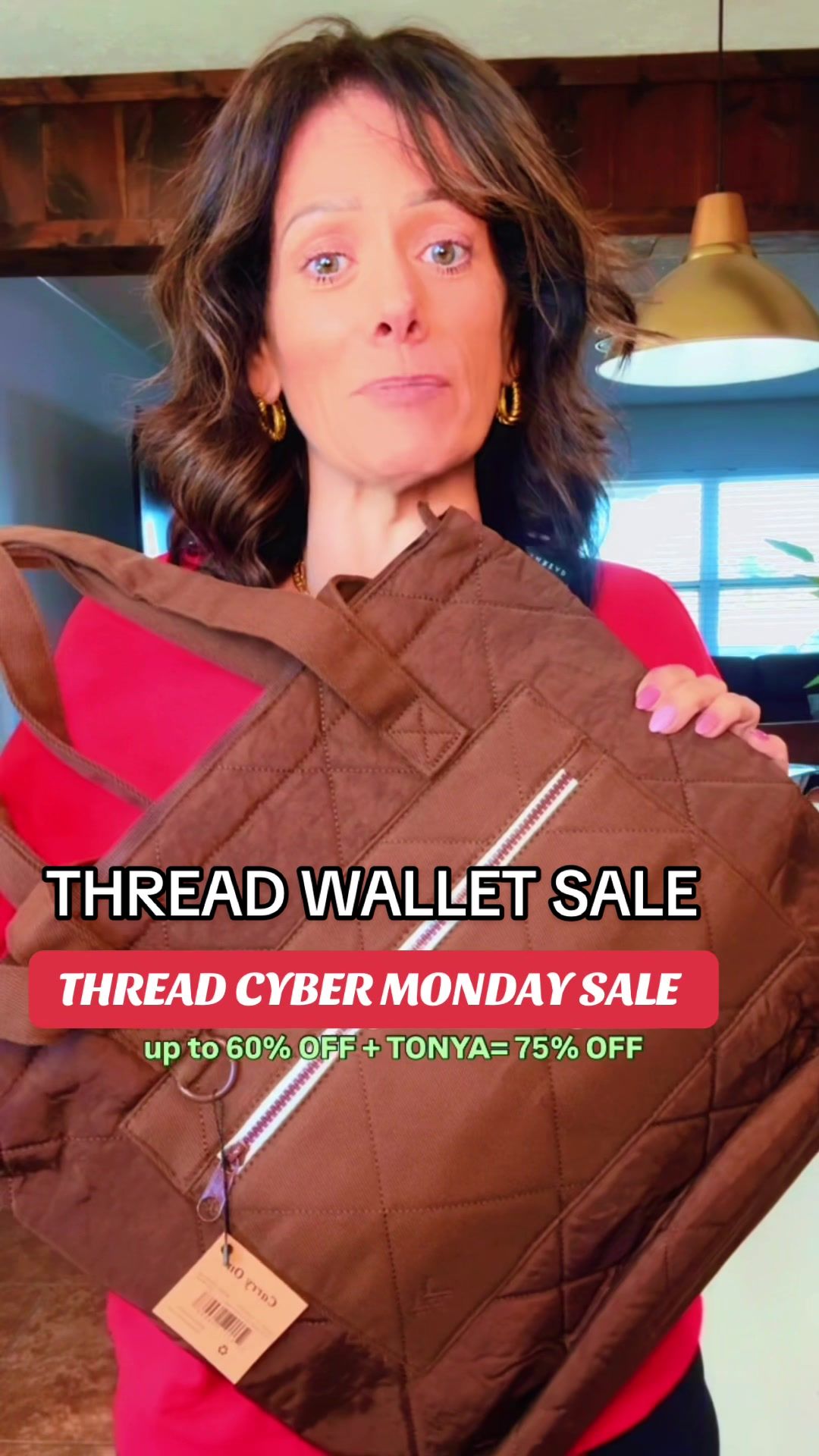 TikTok post by @takingmylifebackat42 for Thread Wallets. Caption reads: @Thread Wallets Now is the time to shop the Cyber....