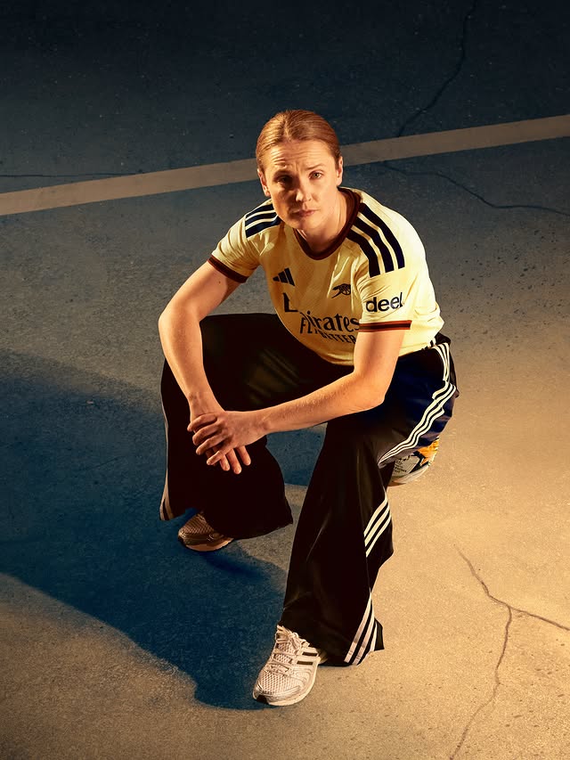 Instagram post by @kimlittle1990 for adidas Football. Caption reads: [...] London, through and through. 💛....