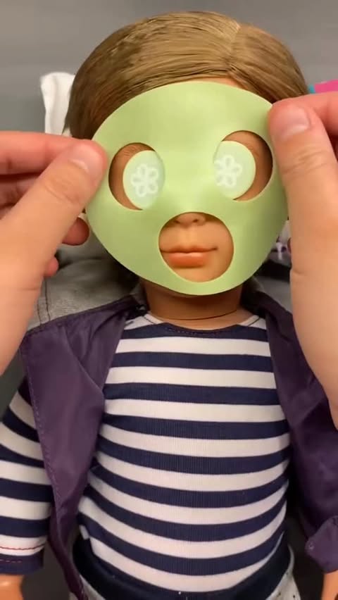 Instagram post by @defintiely for Our Generation Dolls. Caption reads: A mini spa day at home for Evan! He was living for....