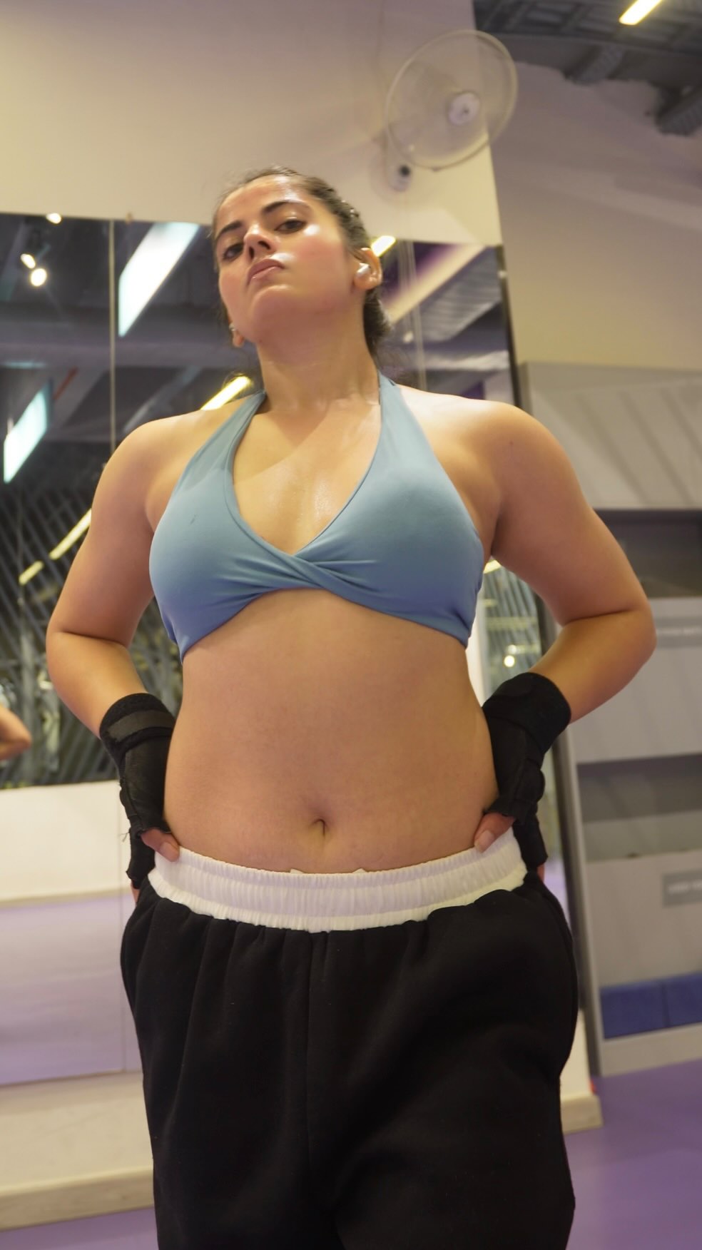 Instagram post by @fitgirl0809 for MuscleBlaze. Caption reads: Fueled. Focused. Fired up. 🔥
Powered by WrathX....