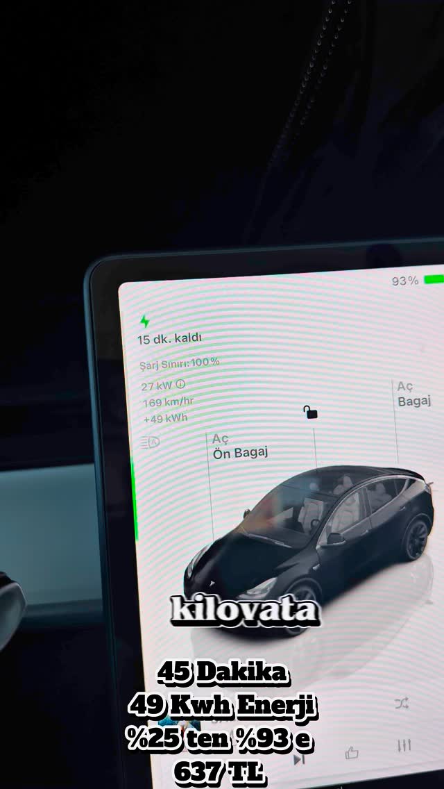 Instagram post by @muratcan_karabiyik for Tesla. Caption reads: Karnım acıktı ama zaman kaybına tahammülüm....